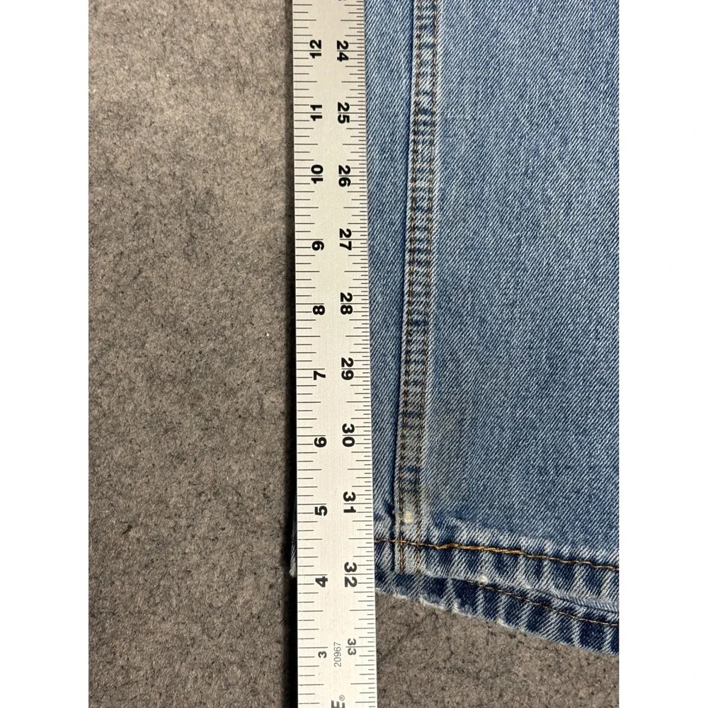 Levis 505 Regular Fit Straight Leg Light‎ Wash Distressed Blue Jeans Mens 35x32